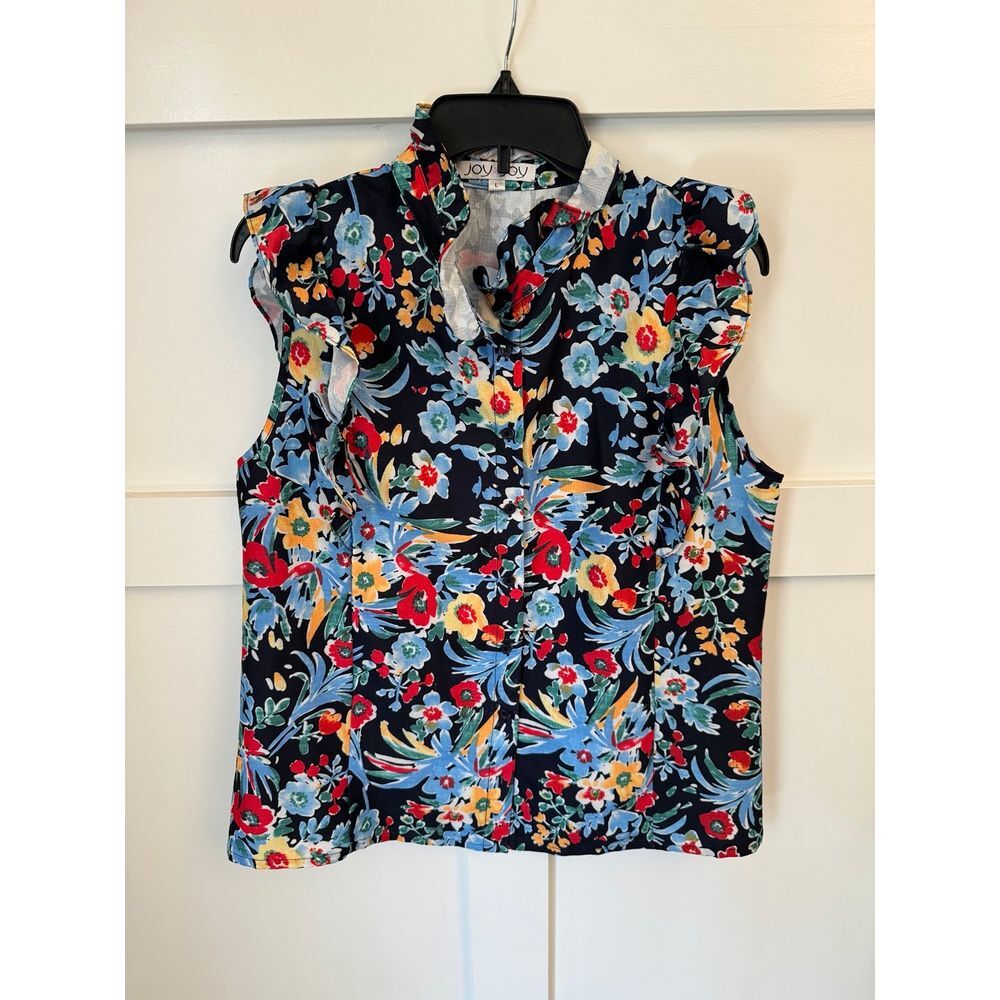 Joy joy floral sleeveless blouse size large